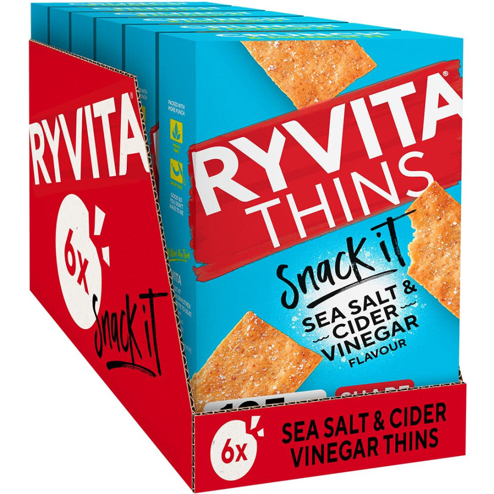 Ryvita Thins Snack It Sea Salt & Cider Vinegar Flvour 125g Pack of 6