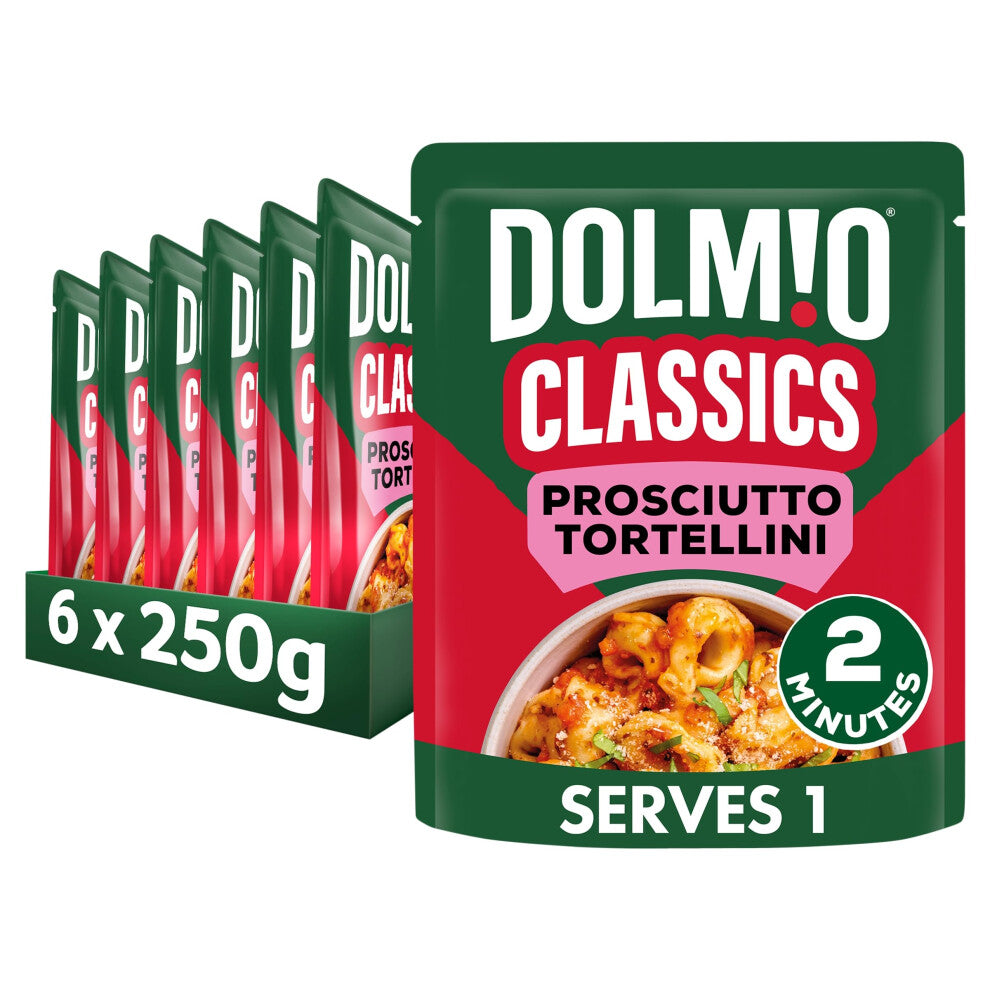 Dolmio Classics Prosciutto Tortellini ready in 2 minutes Pasta Ready Meal serves 1 multipack 6x 250g