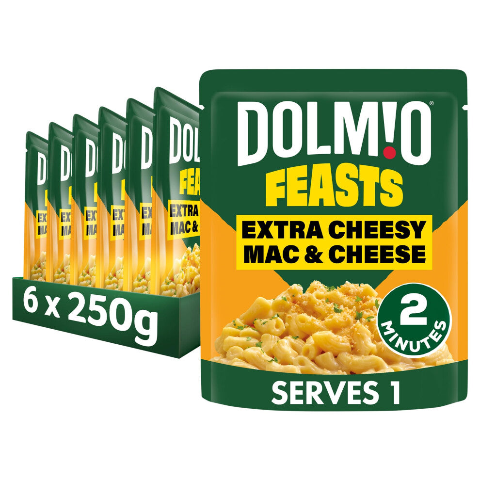 Dolmio Feasts Cheesy Mac & Cheese ready in 2 minutes Pasta Ready Meal serves 1 multipack 6x 250g