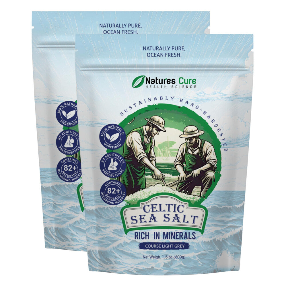 Celtic Sea Salt ? 100% Natural Unrefined Celtic Sea Salt ? Over 85 Rich Minerals Naturally Included ? Light Grey, 600g ? by Natures Cure