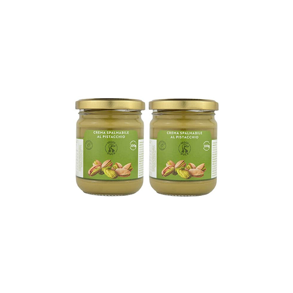 Veggy Duck - Sweet Spreadable Pistachio Cream 400g (200g, Pack of 2) | With 45% Mediterranean Pistachios | Italian Artisan Food Gourmet | Suitable for