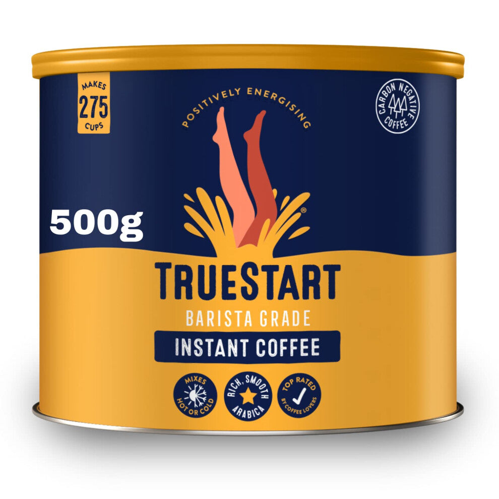 TrueStart Barista Grade Instant Coffee - 500g (275 Cups), Premium Freeze Dried, Smooth Rich Coffee Beans Roast, 100% Full Flavour - Office, Catering