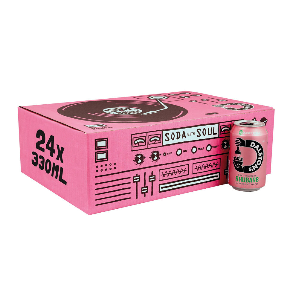 Dalston's Sparkling Rhubarb Soda (24 x 330ml) - Real Squeezed Rhubarb & Sparkling Water - 40 Kcal - No Added Sugar - No Artificial Sweeteners -