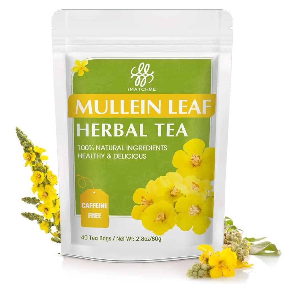 iMATCHME Mullein Leaf Tea, Herbal Tea, Mullein Tea Bags for Lung Cleanse, Respiratory Support and Mucous Membranes, Herbal Tea Caffeine Free, Non-GMO,