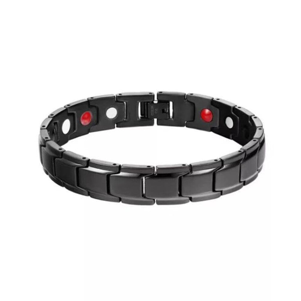 Ultra Strong Titanium Magnetic Bracelet for Men and Women, Antistatic Weight Loss Band, Black Titanium Steel, Anti-Fatigue 2 x 2