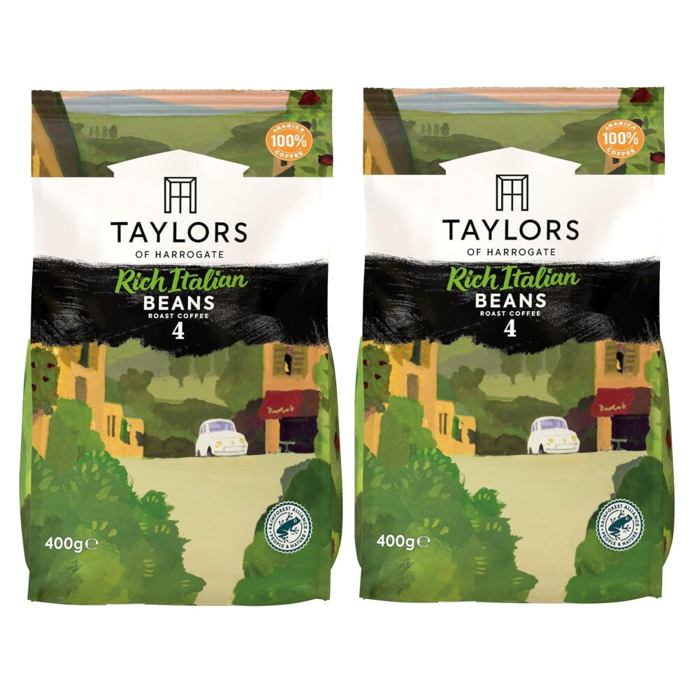 Taylors of Harrogate Rich Italian Coffee Beans, 400 g (Pack of 2 - Total 800 g) - Dark Chocolate & Almond Notes