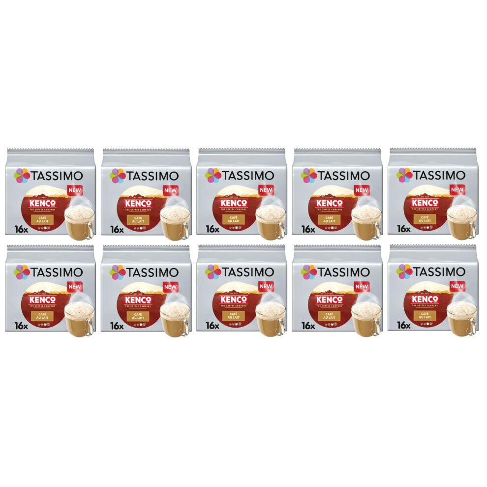 Tassimo Kenco Café au Lait Coffee Pods x16 (Pack of 10, Total 160 Capsules)