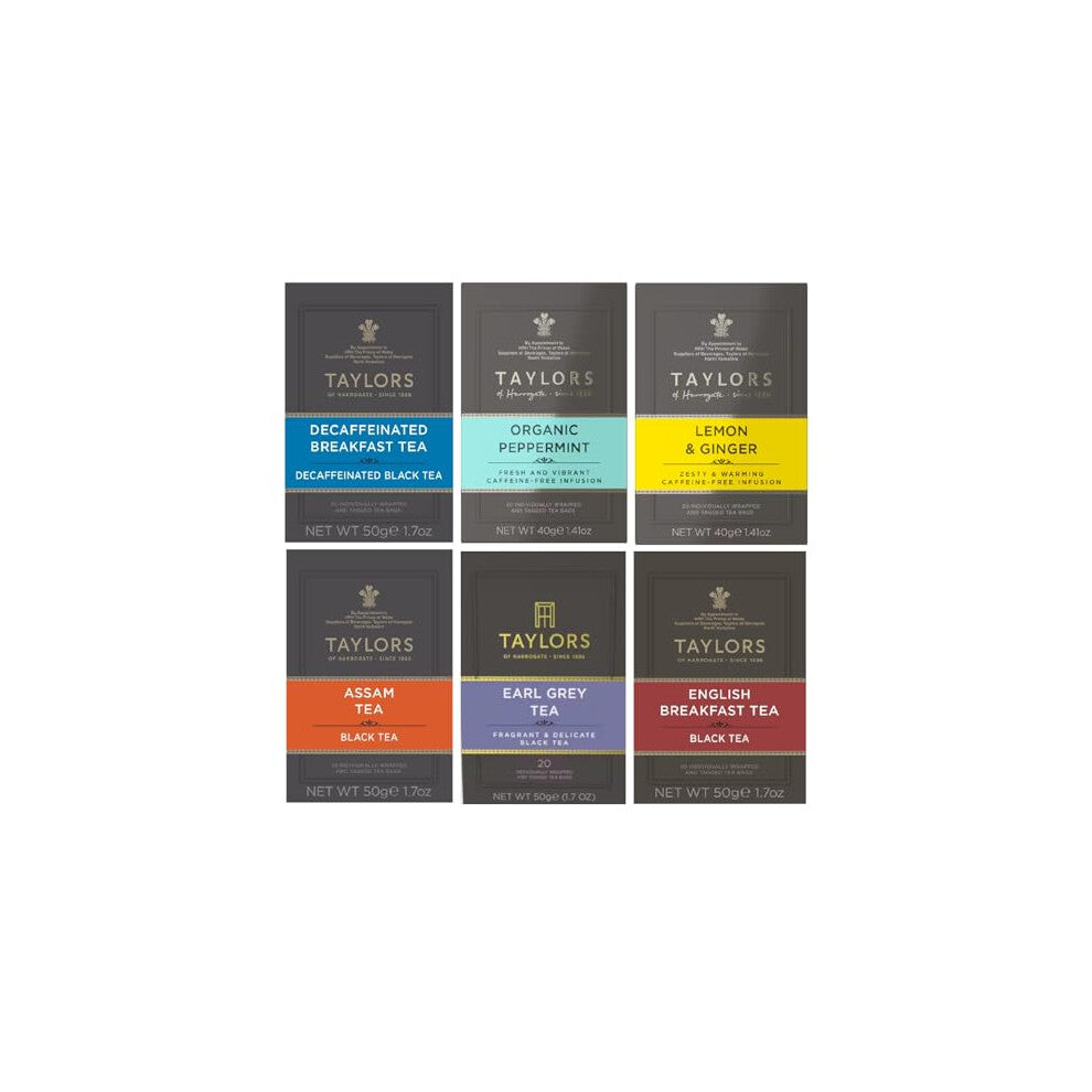 Taylors of Harrogate Tea Variety Pack 20 Individually Wrapped & Tagged Bags (Pack of 6, Total 120)