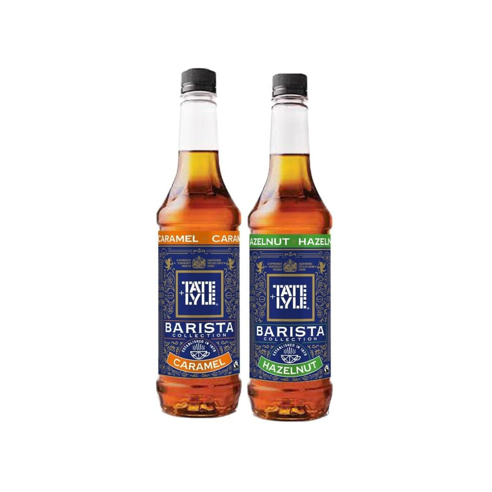 Tate & Lyle Caramel & Hazelnut Syrup Variety Pack 750ml Each (Pack of 2) Vegan & Vegetarian Friendly – Syrup for Coffee Hot Drinks & Cold Beverages