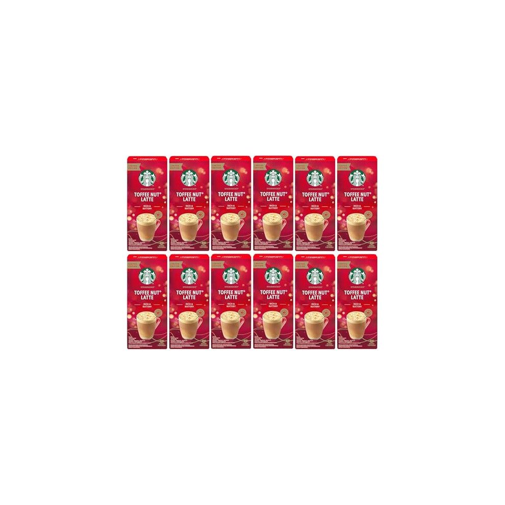 STARBUCKS Toffee Nut Latte Limited Edition Premium Instant Coffee Sticks x4 (Pack of 12, Total 48 Sachets)