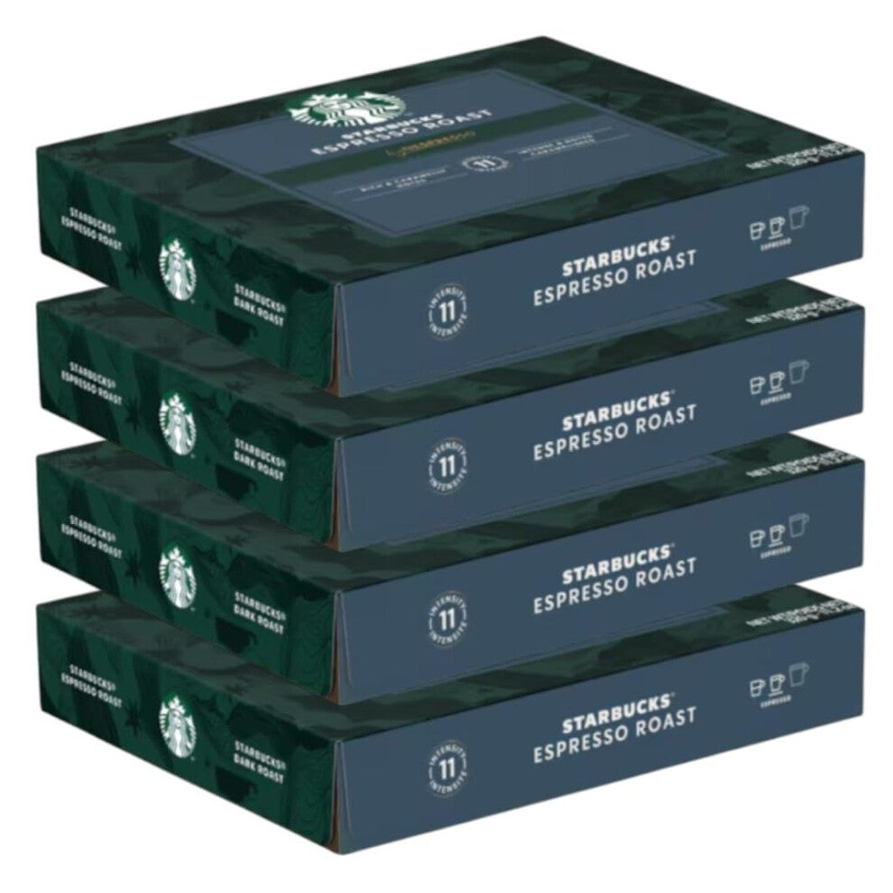 Nespresso Professional Starbucks Espresso Roast Coffee Capsules x50 (Pack of 4, Total 200 Capsules) - Dark Roast Blend with Caramel Notes