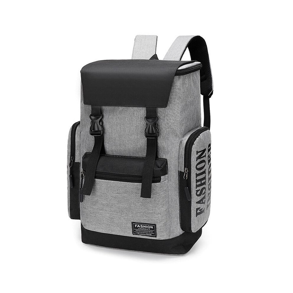 (Gray) Oxford Mens Fabric Backpack Laptop Compartment Shoulder Straps Commute Travel