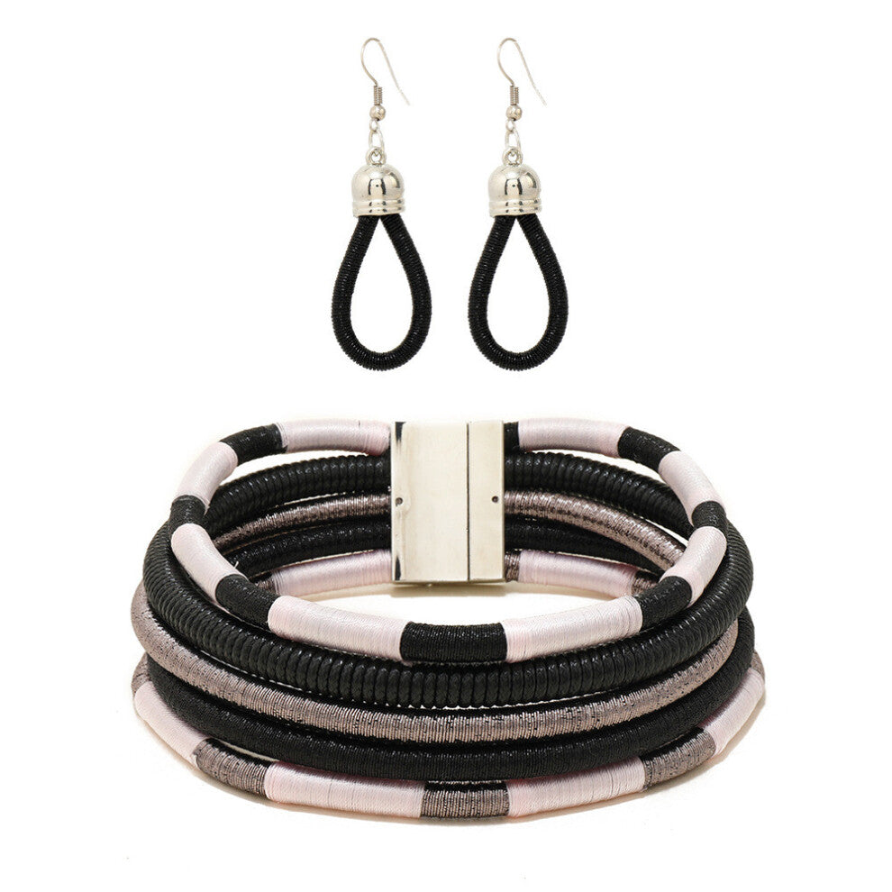 (Black) Jewelry African Flare Set With Electroplated Alloy Chains And Celestial Pattern Women For Accessories