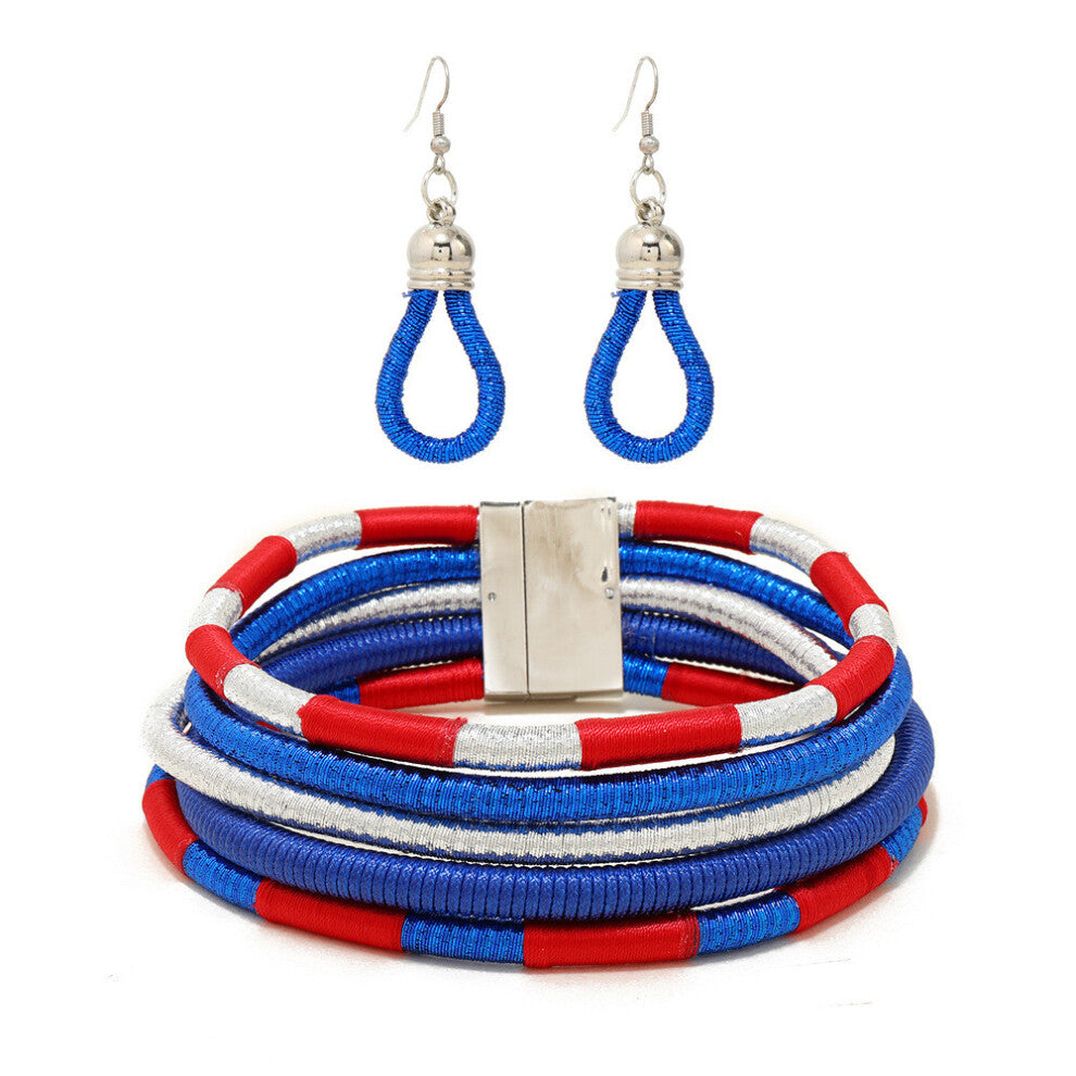 (Blue) Flare Jewelry African Set With Electroplated Alloy Chains And Celestial Pattern Women For Accessories