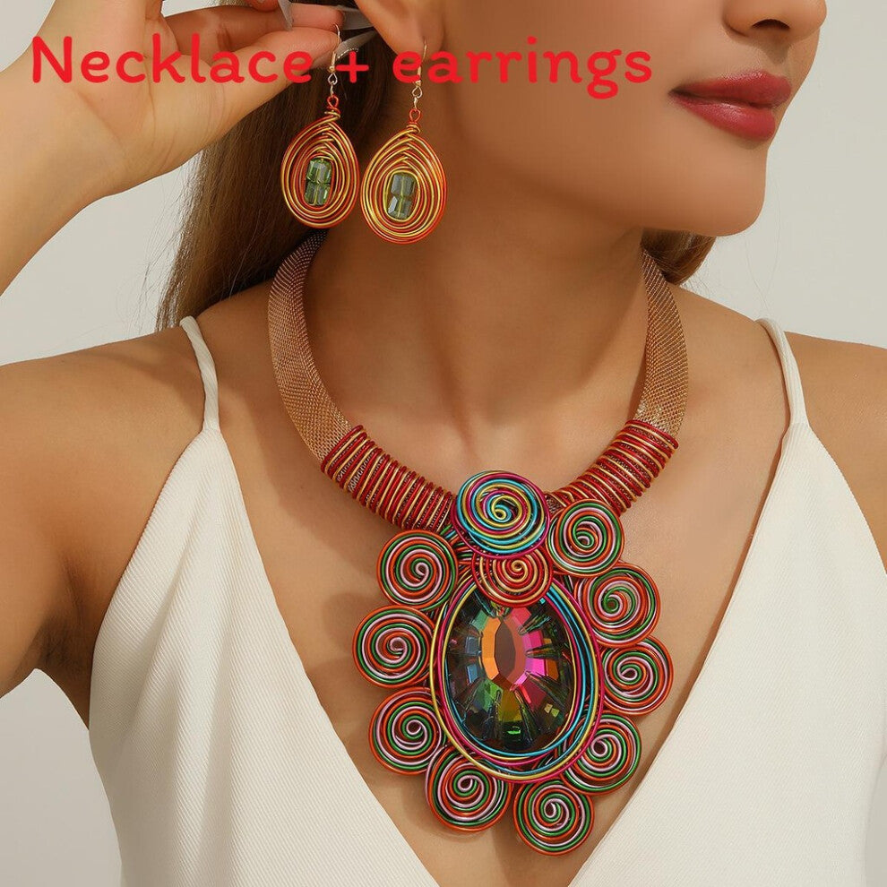 (Patterned) Creative Jewelry Set With Electroplated Crystal Accessories And Modern Style Enthusiasts Fashion For