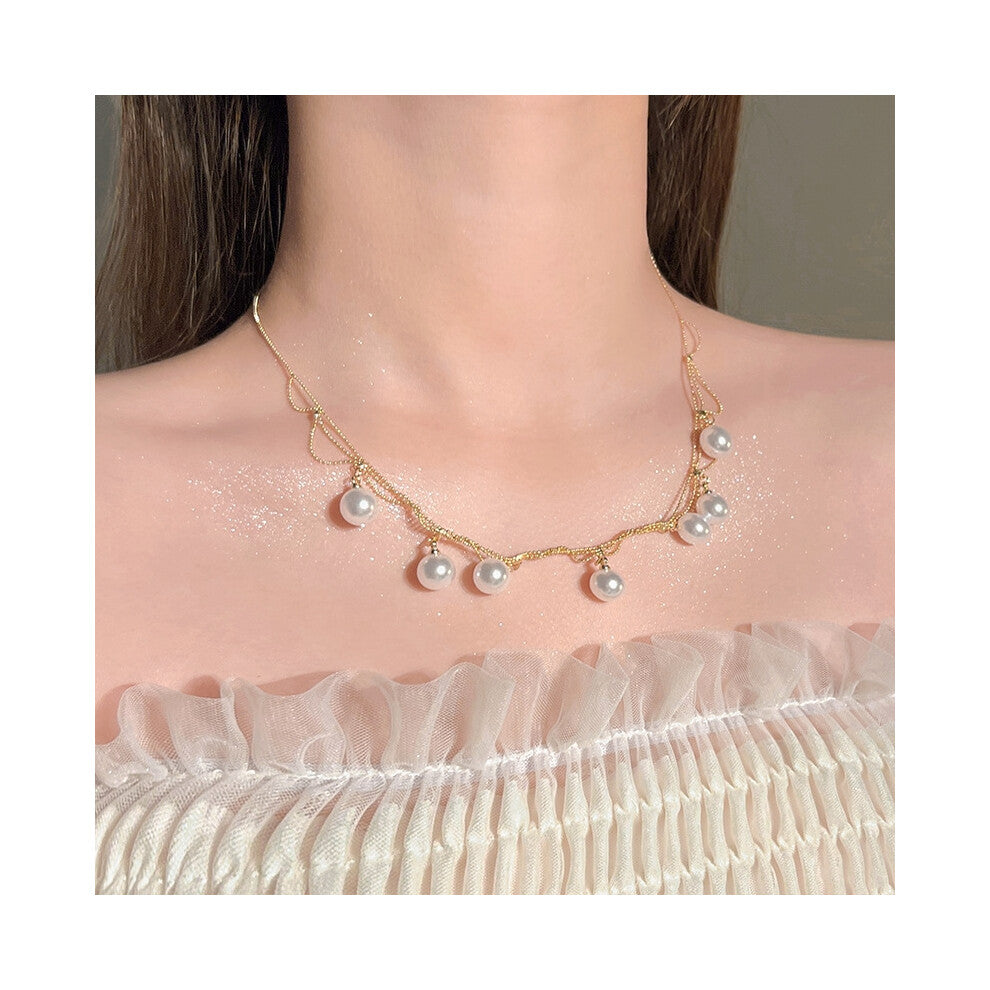 (MY30379) Light luxury design, high-end and fashionable style, collarbone chain, neck chain, sweater chain, bead chain