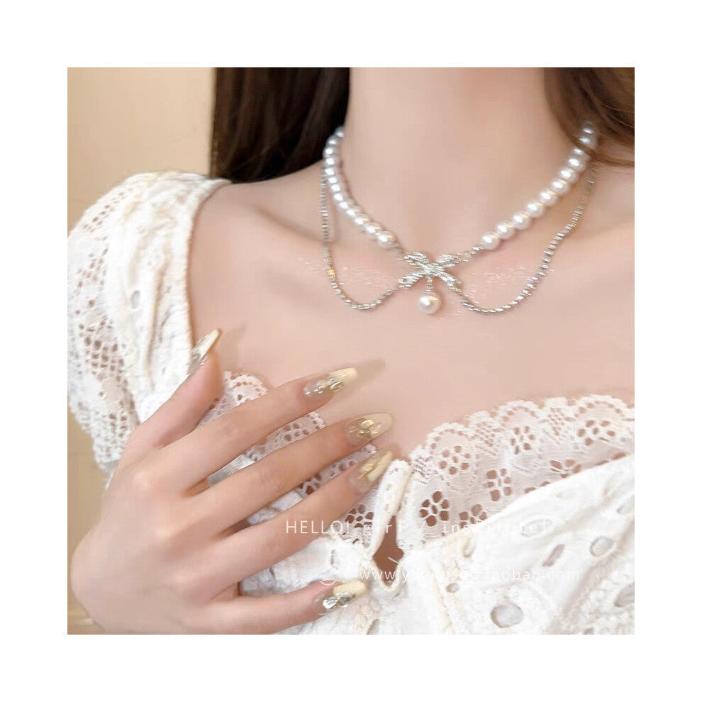 (MY33208) Light luxury design, high-end and fashionable style, collarbone chain, neck chain, sweater chain, bead chain