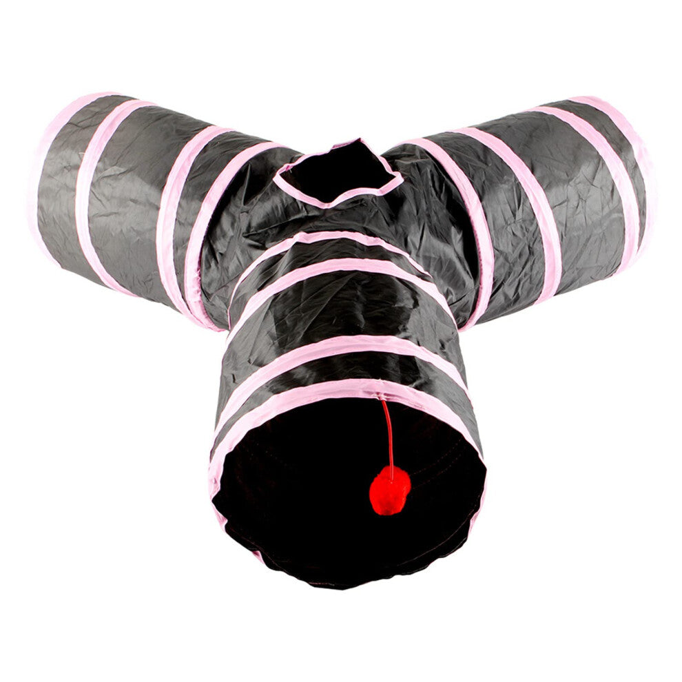 Tunnel Tube Y-Form Cat Play Tunnel for Indoor Cats, Spring Hide and Seek Toy, Durable Fabric, Multi-Color Design