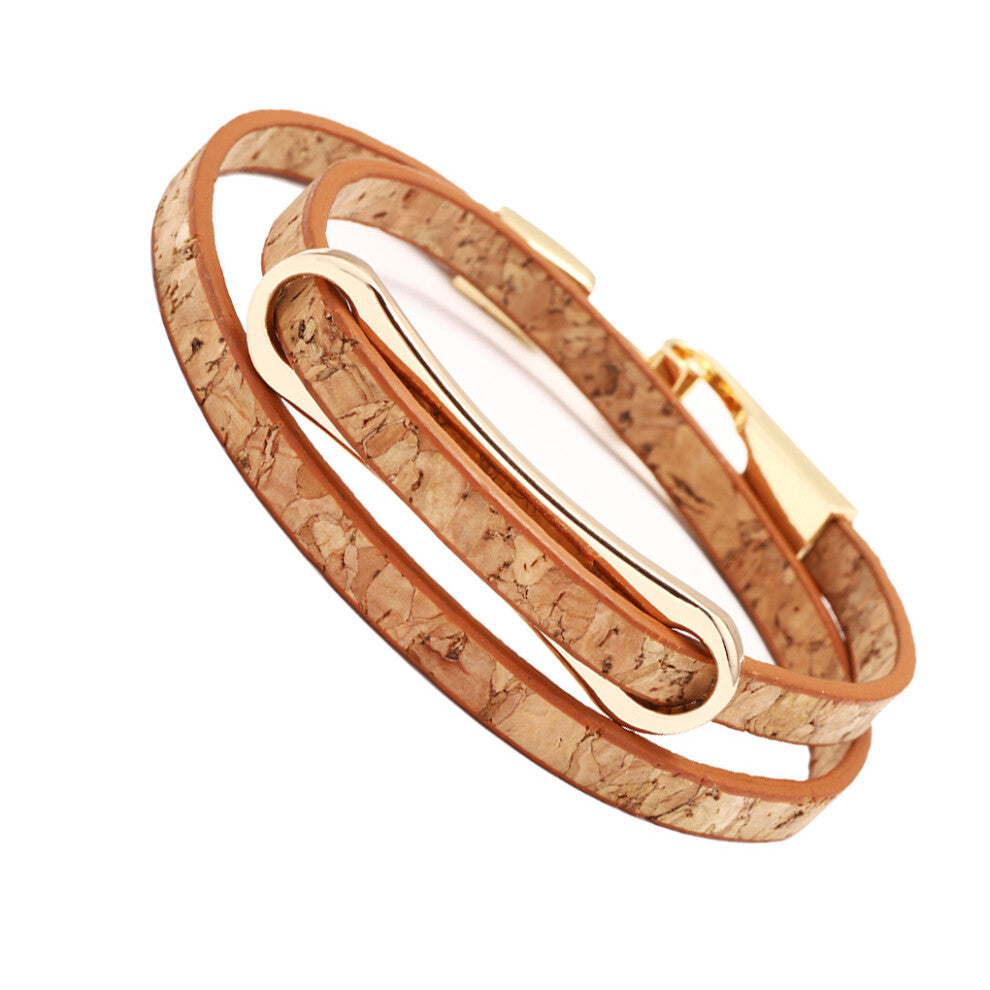 (wood grain brown) Premium Women Leather Bracelet – Beautifully Worn Accessory For All