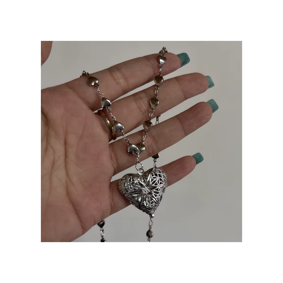 (03) Romantic Heart Locket Pendant Openable Female Silver Color Stainless Steel Photo Frame Charm Necklace for Women Men Jewelry Gift