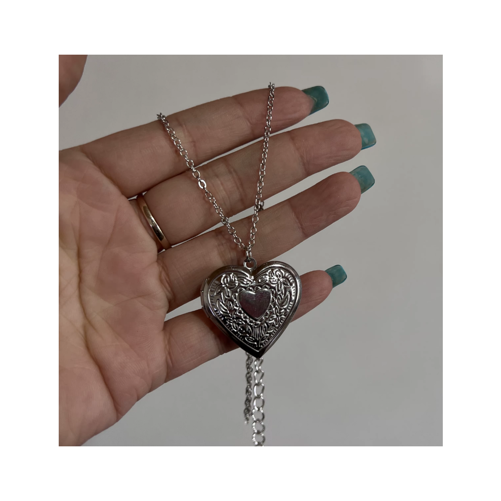 (05) Romantic Heart Locket Pendant Openable Female Silver Color Stainless Steel Photo Frame Charm Necklace for Women Men Jewelry Gift