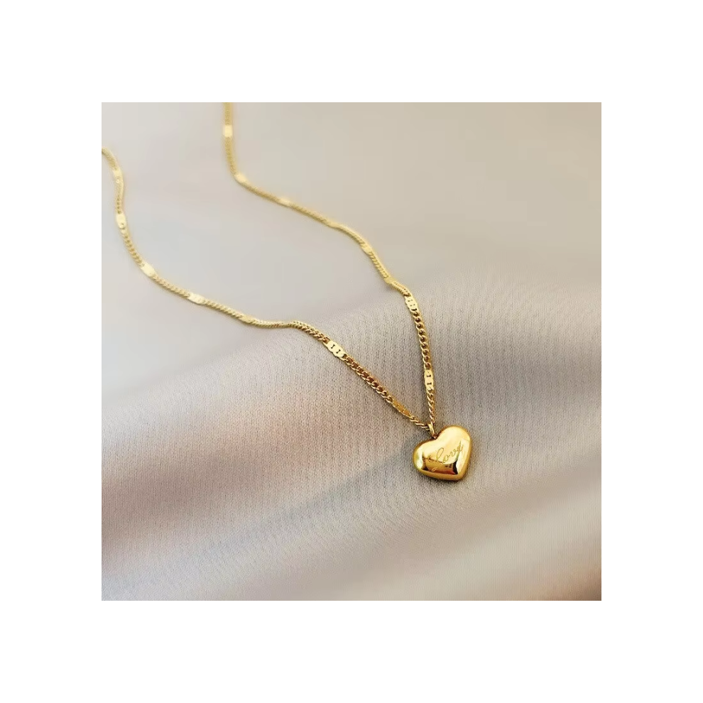 1pcs Gold-color Necklace Ms Simple Fashion Peach Heart Engraved Love Collarbone Chain Holiday Gifts