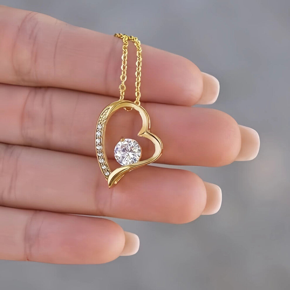 (Gold necklace (copper) Diamond-encrusted heart-shaped necklace, fashionable heart-shaped collarbone chain