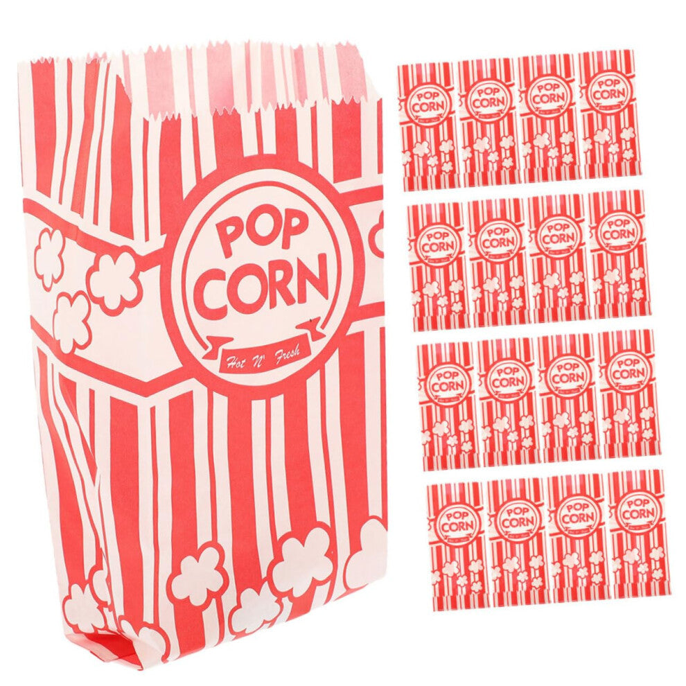 20 Paper Popcorn Bags - Oil-Resistant Snack Packaging for Movie Nights, Parties, and Events, 20 Count