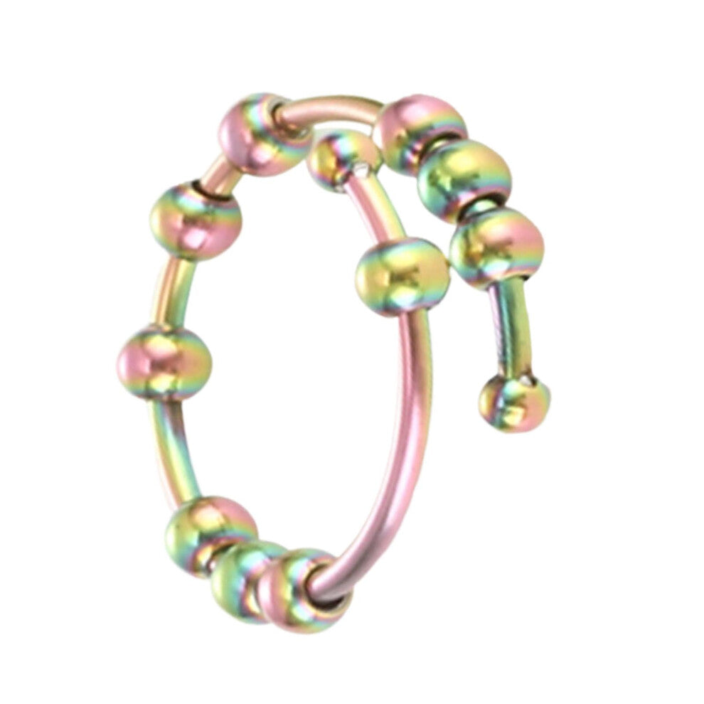 Spinner Ring Jewellery for Fidgeting - Adjustable Bead Ring for Men and Women, Comfortable Relaxation Accessory in Color1