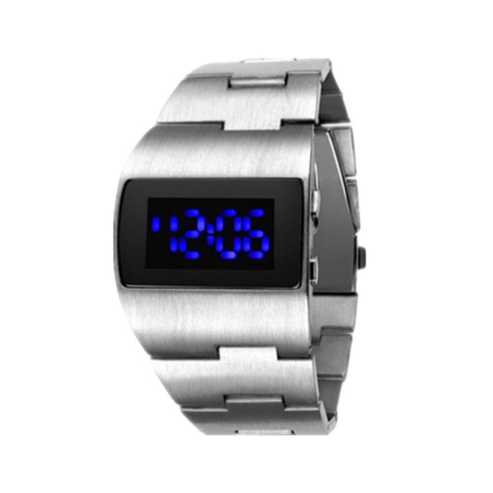 (Silver blue light) LED Wrist Watches Fashionable And Functional Accessories For All Alloy