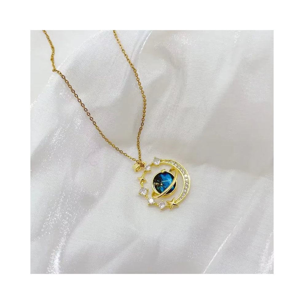 (A) Collares Para Mujer Delicate and Beautiful Starry Pendant Necklace With Micro-Inlaid Zirconium Luxury Pendants Кулон