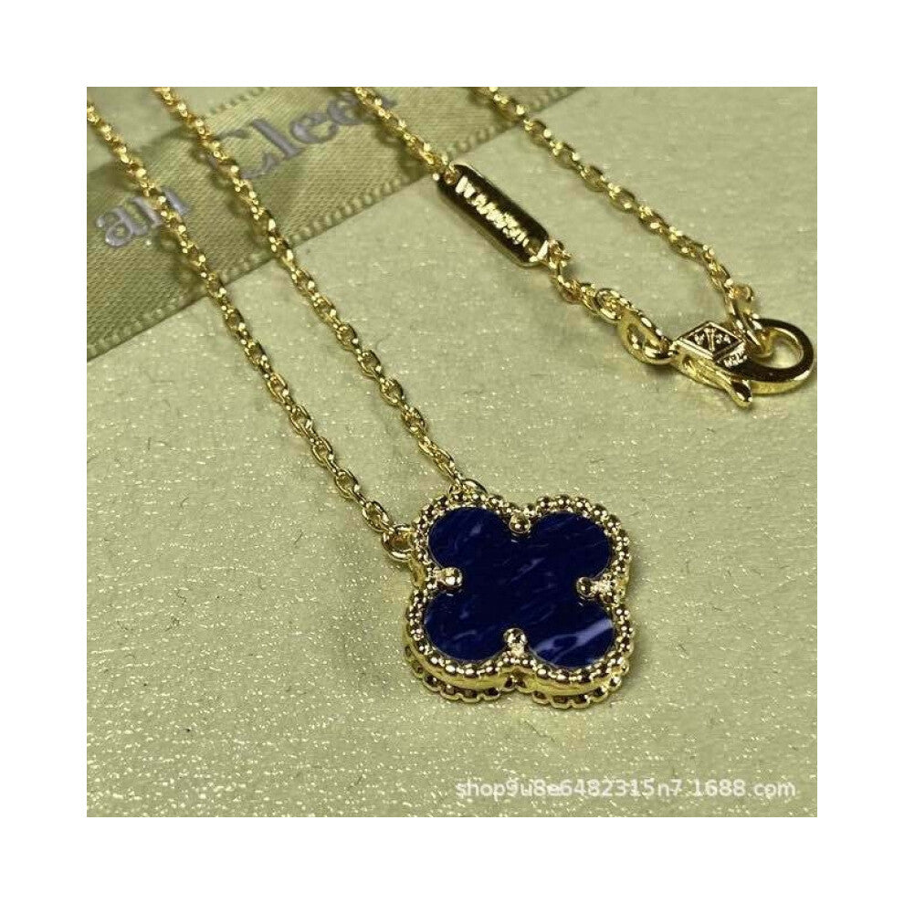 (Golden Peter stone necklace, CNC buckle version) High version 18k gold pendant, collarbone chain, four-leaf clover necklace, red chalcedony, white mo