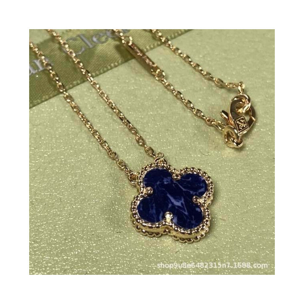 (Rose gold Peter stone necklace, High version) High version 18k gold pendant, collarbone chain, four-leaf clover necklace, red chalcedony, white mothe