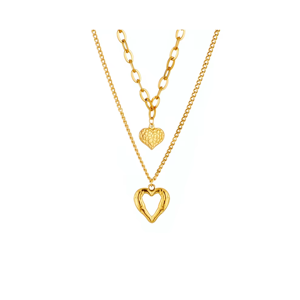 316L Stainless Steel Small Uneven Folds 2 Love Necklace High-end Sense Party Accessories Non-fading High-quality Gifts