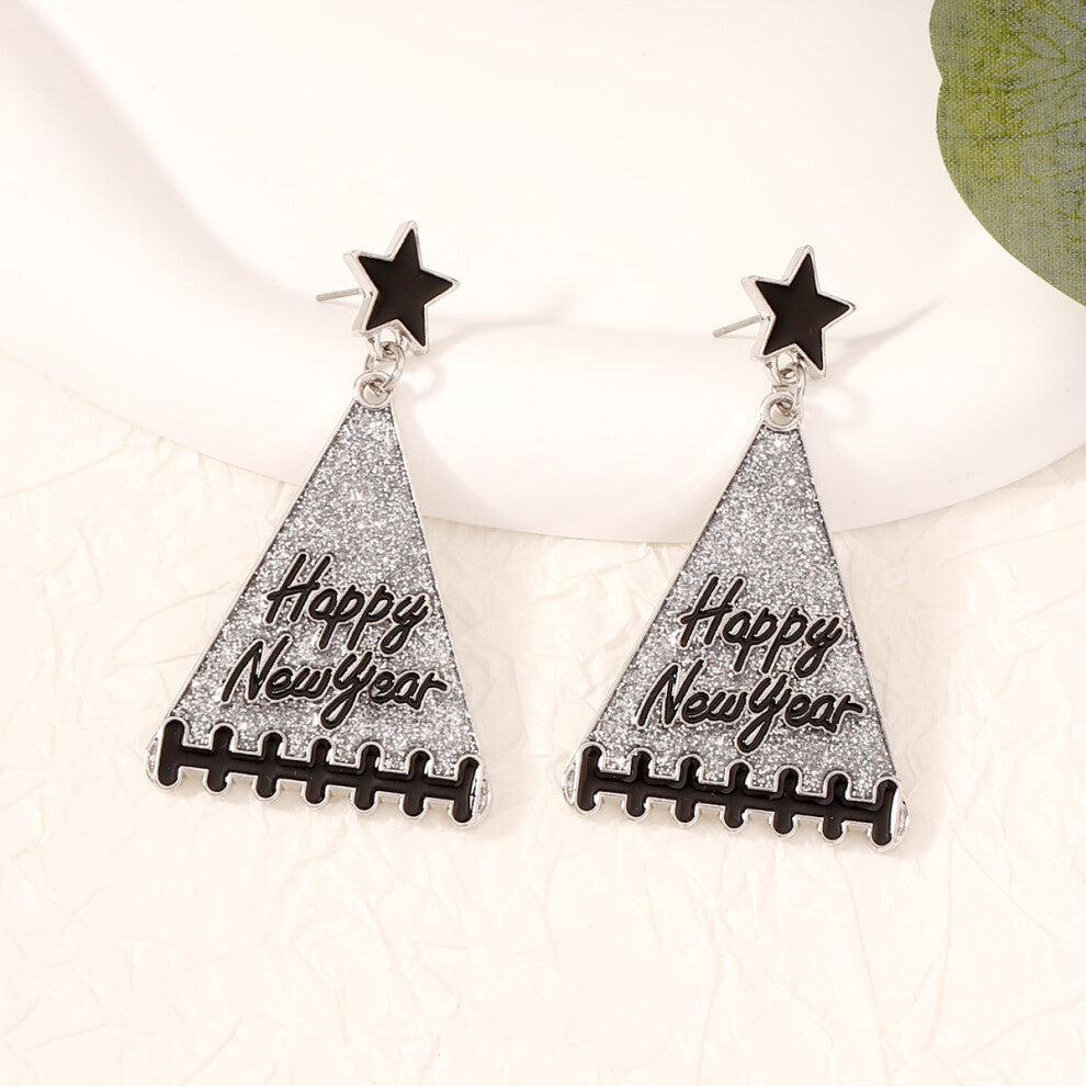 Hot Selling New Year Tree Girl Gift Star Earrings Grey Accessories