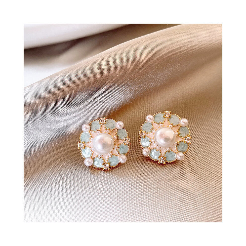 Medieval Enamel Pearl Earrings, Retro Niche Design, Light Luxury Ear Hooks, All-Match Accessories