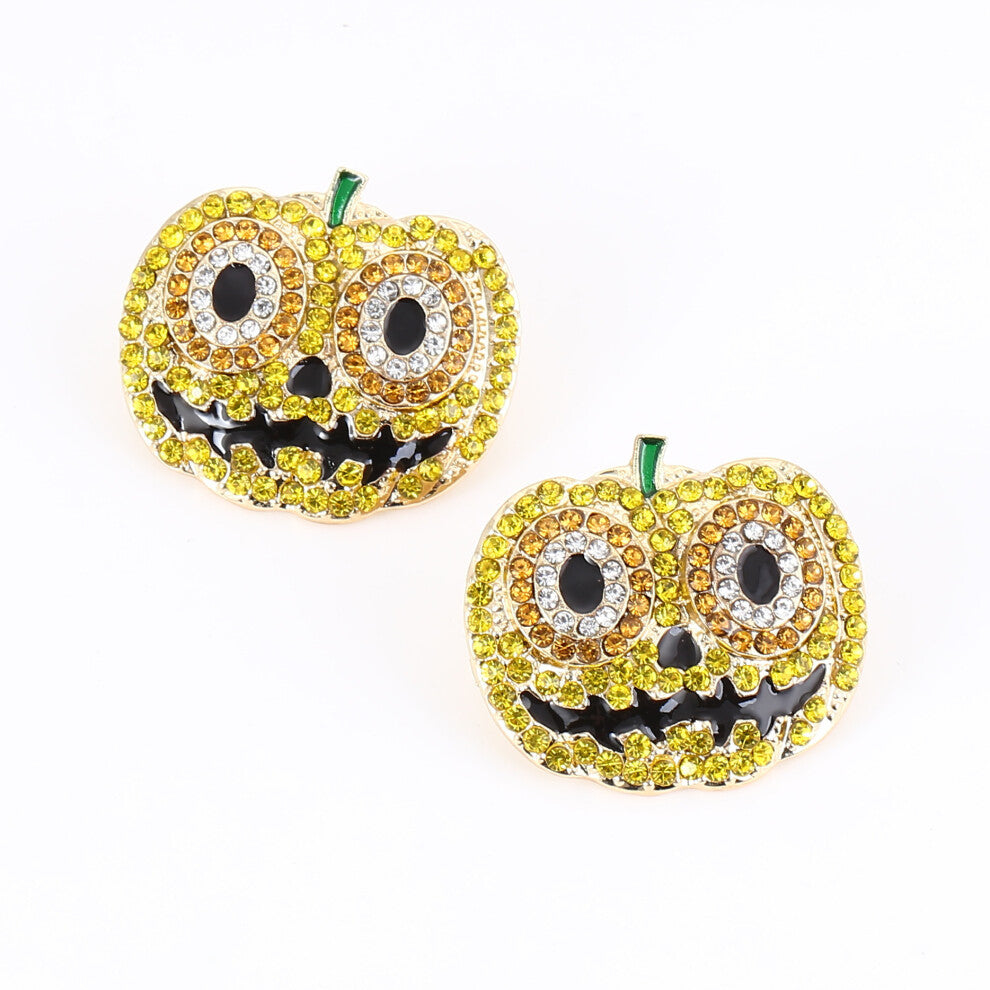 Personalized Exaggerated Oil Drip Diamond Pumpkin Earrings Retro Creative Funny Trendy Accessories