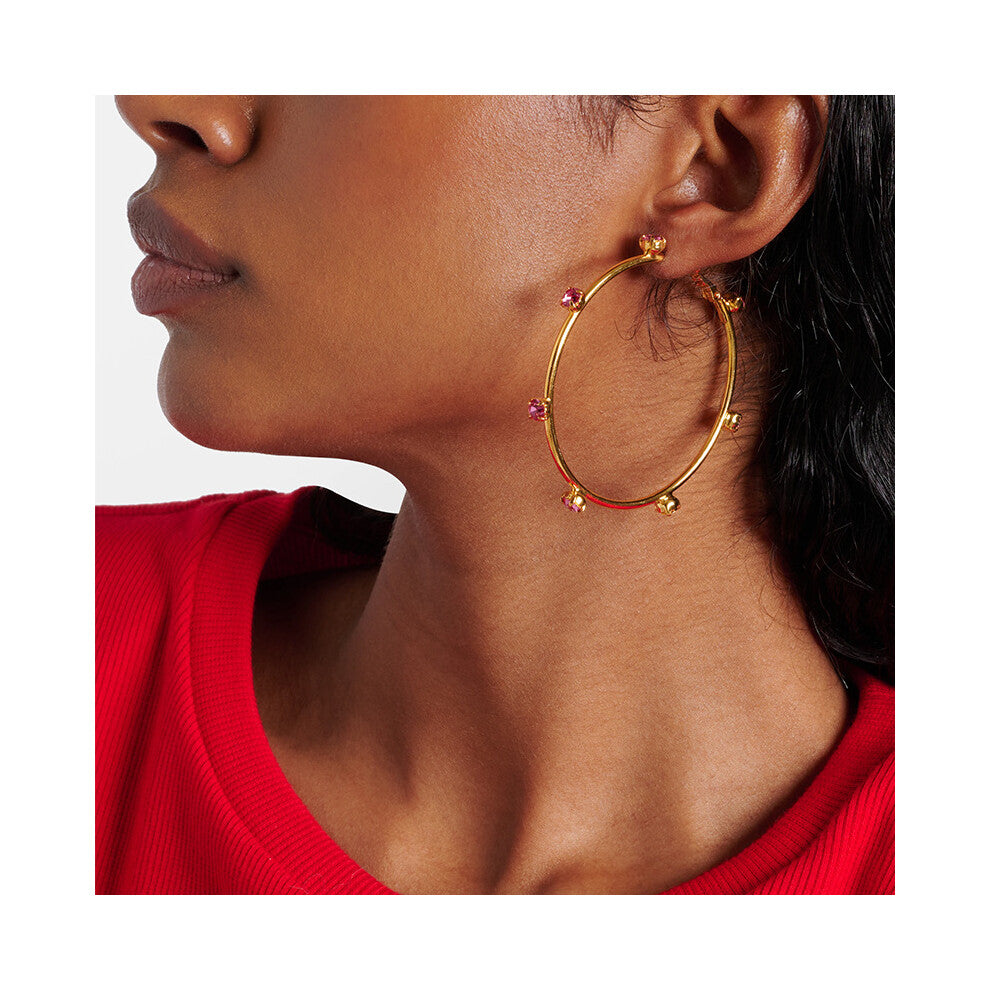 New Round Exaggerated High-End Diamond Earrings Versatile Gold Accessories for Women