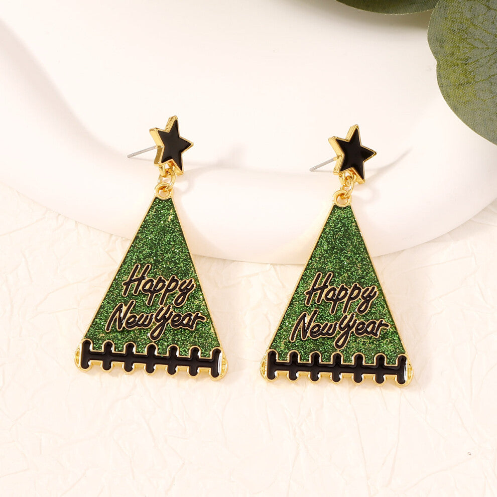Hot Selling New Year Tree Girl Gift Star Earrings Green E-commerce Accessories