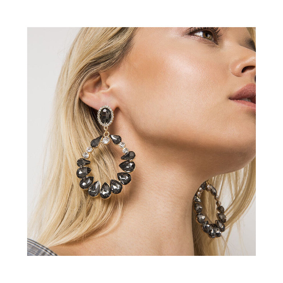 Teardrop Earrings Exaggerated Rhinestone Atmospheric Women's Silver Accessories