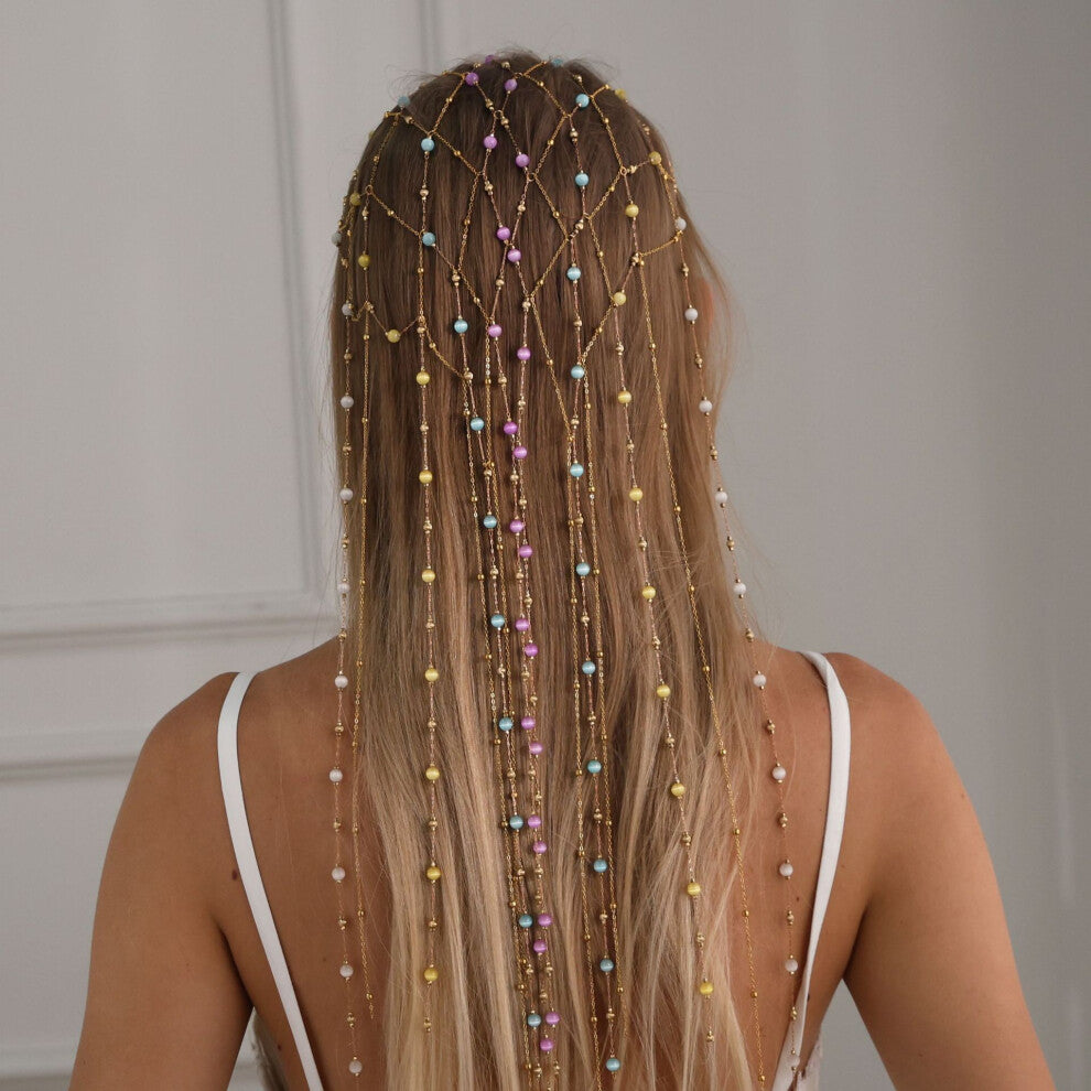 Bohemian Style Colorful Tassel Headband Hair Chain Summer Gold Accessories