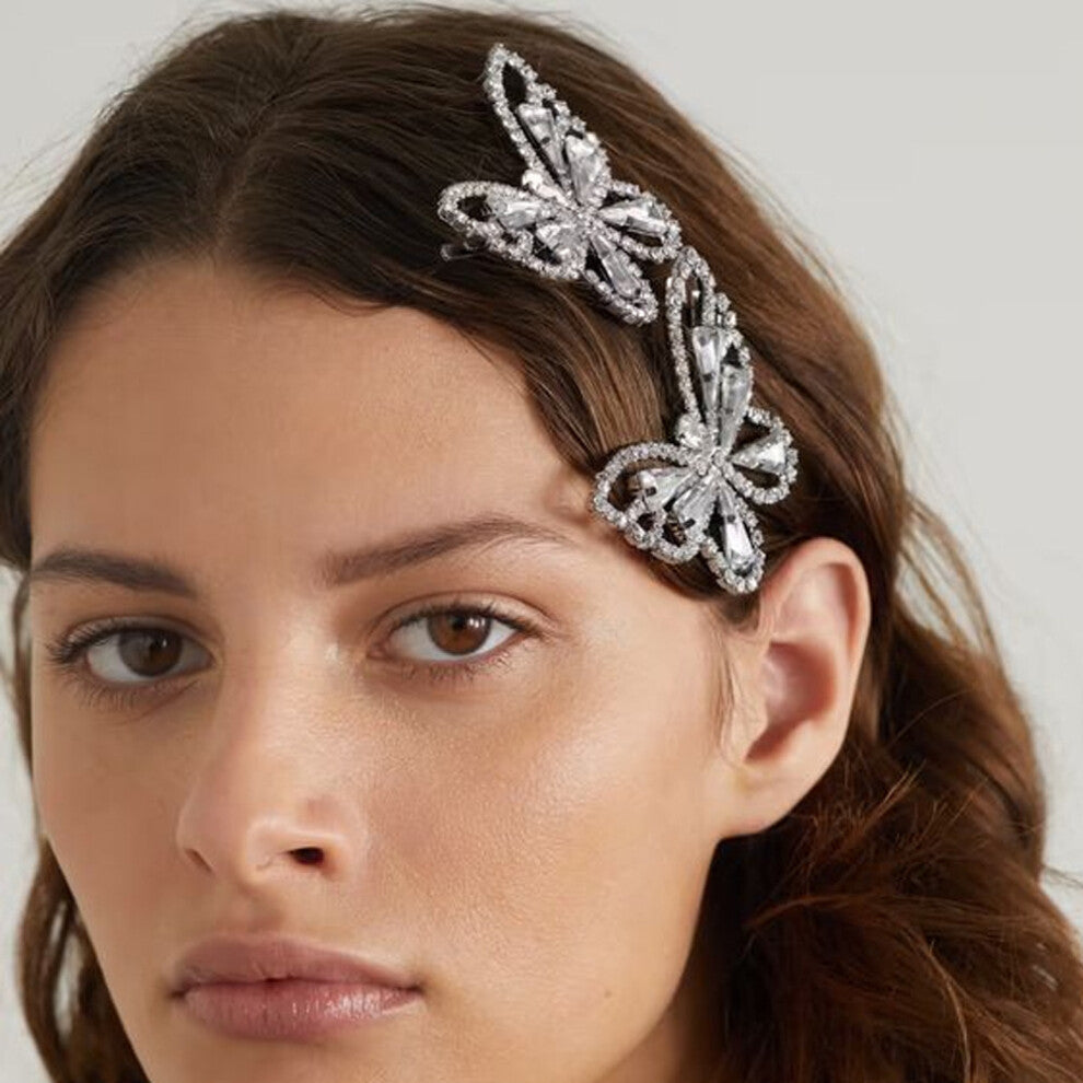 Elegant Butterfly Hairpin for Women, High-End Rhinestone Side Clip, Princess Style Gold Accessories