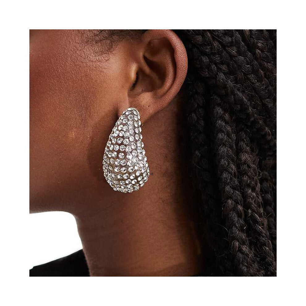 Hot Selling Exaggerated Teardrop Rhinestone Earrings Heavy Retro Gold Accessories for Women