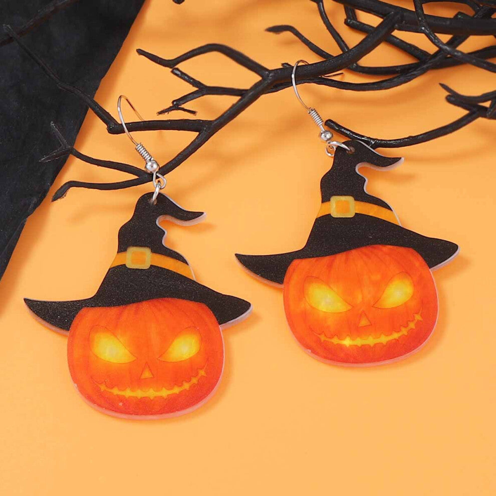 Halloween Pumpkin Earrings, Exaggerated Simple Acrylic Hooded Pendant Ear Hooks, Holiday Party Accessories