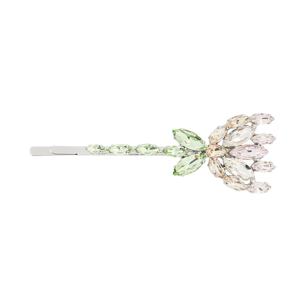 New Color Diamond Flower Hairpin Single Clip Rhinestone Side Clip Gold Plated Women's Accessories T2