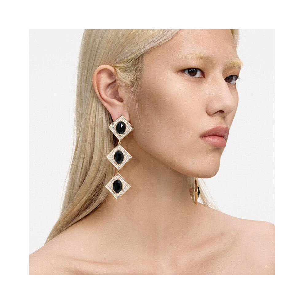 New Geometric Rhinestone Earrings High-End Party Accessories for Women Silver