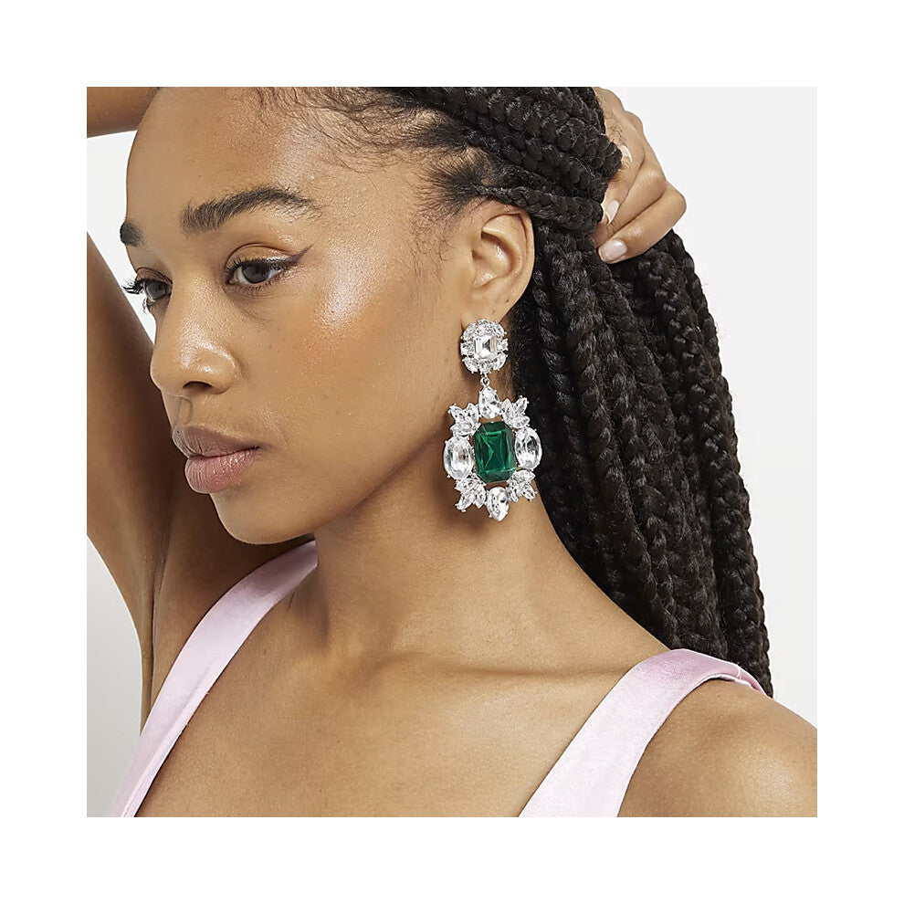 Geometric Rhinestone Earrings for Women, High-End Street Photography Silver Accessories