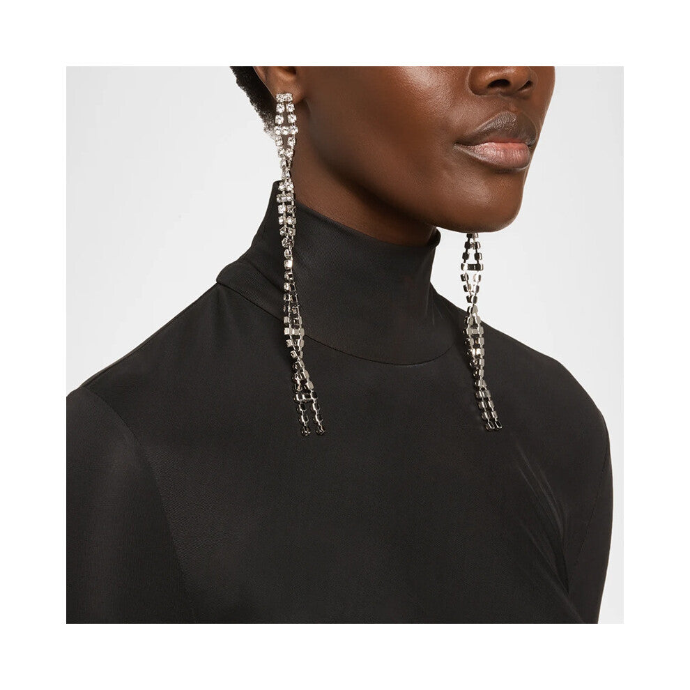 New Tassel Earrings Simple Rhinestone Design Women's Silver Commuting Accessories