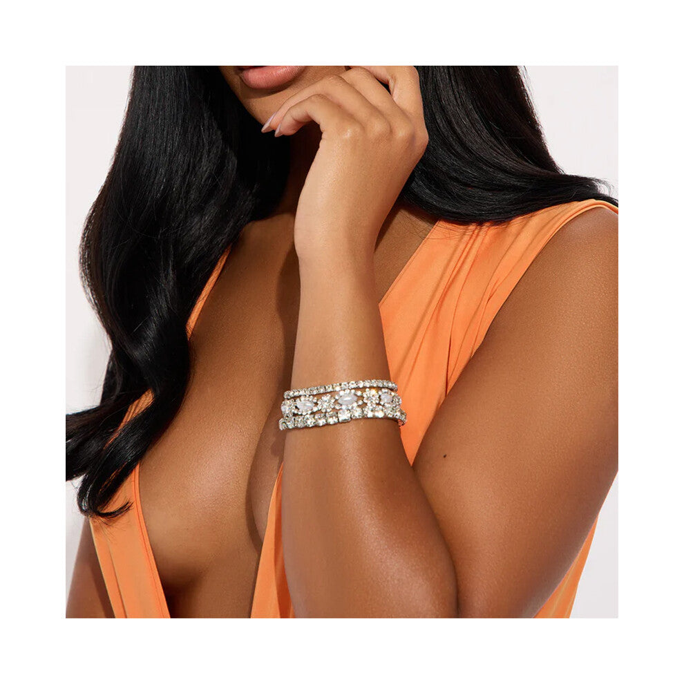 Forest Style High-End Rhinestone Multi-Layer Flower Bracelet Gold Women's Accessories