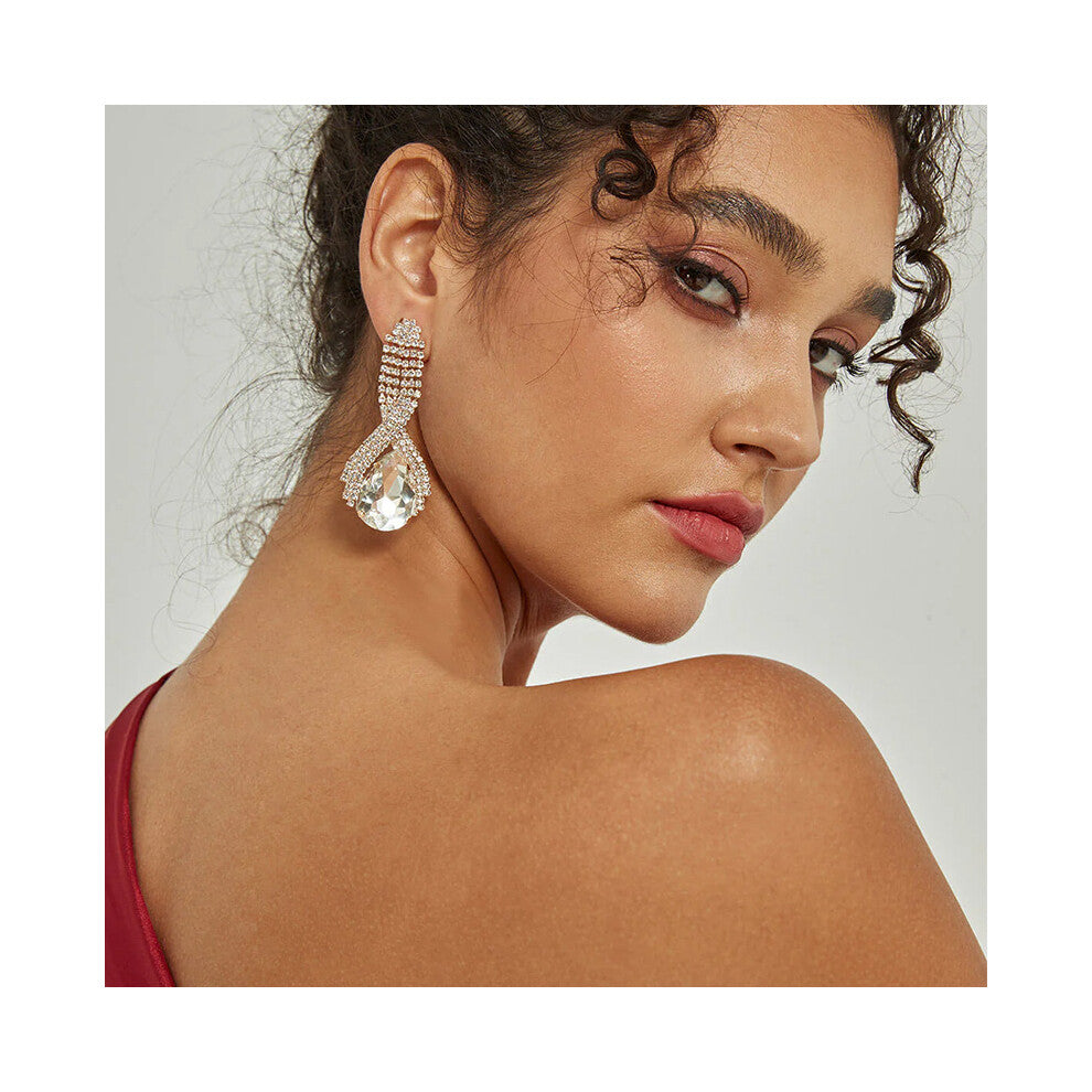 Hot Selling Water Drop Earrings Niche Design Rhinestone Gold Women's Trendy Accessories